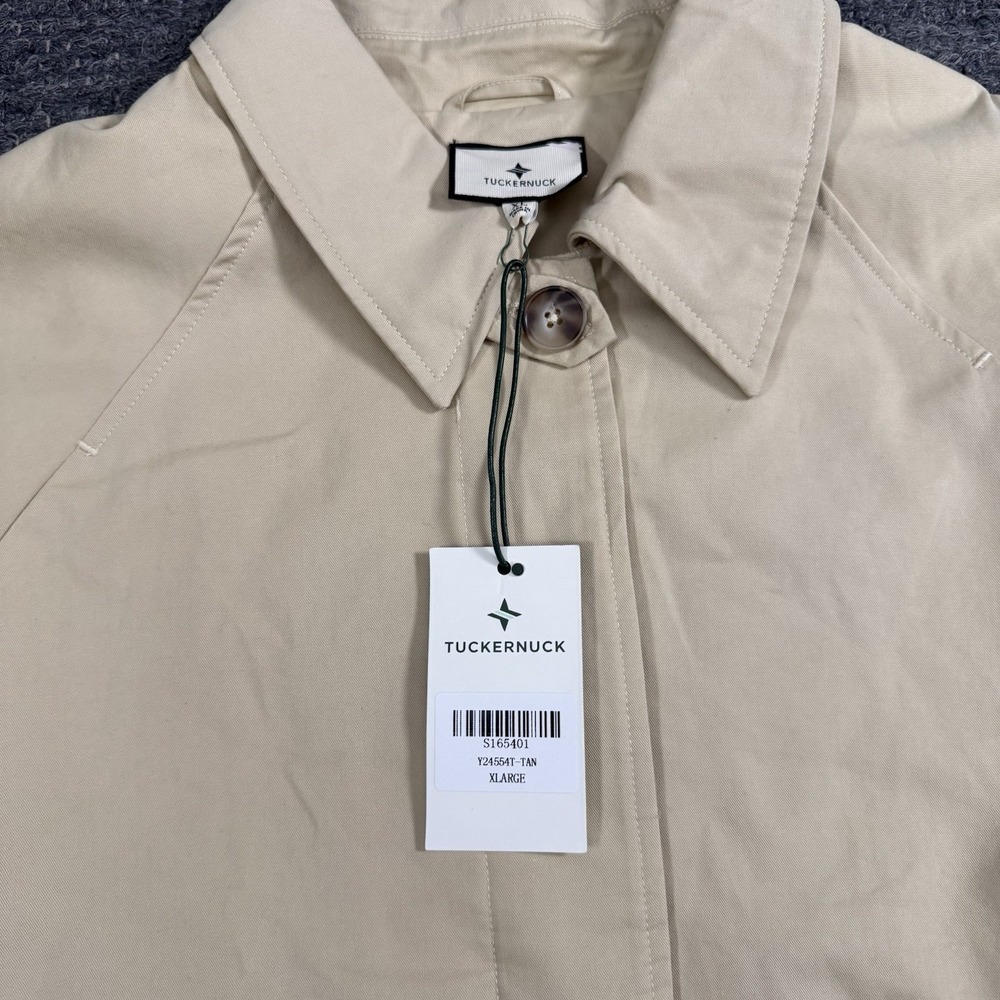 Tuckernuck Khaki Drew Short Trench Coat Women XL Boxy Oversized Button Front NEW - Picture 8 of 15